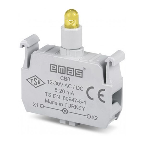 Блок-контакт подсветки CВ8 с жёлтым светодиодом 12-30В АС/DC EMAS(CВ8)