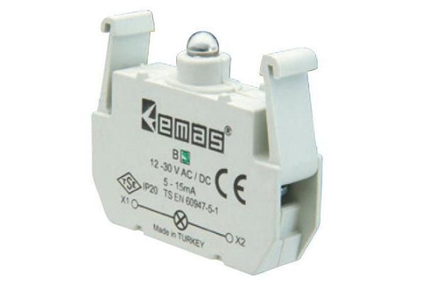 Блок-контакт подсветки В5 с белым светодиодом 12-30В АС/DC EMAS(B5)