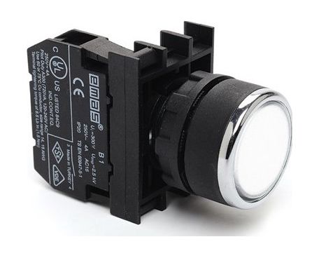 Кнопка B 100 DB нажимная круглая 1НО (белая) EMAS(B100DB)