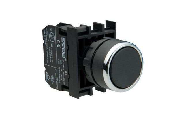 Кнопка B 100 DH нажимная круглая 1НО (черная) EMAS(B100DH)