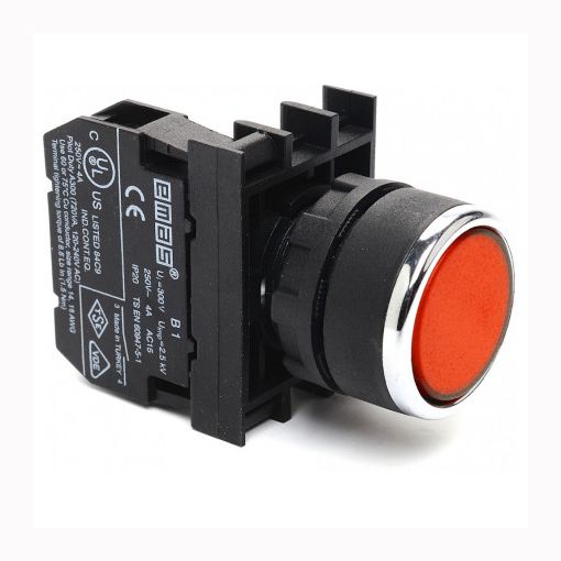 Кнопка B 100 DK нажимная круглая 1НО (красная) EMAS(B100 DK)