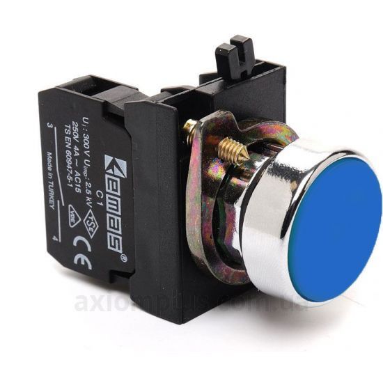 Кнопка CM100DM нажимная круглая (1НО) синяя - металл IP65 EMAS(CM100DM)