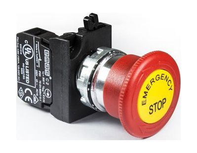 Кнопка CM200 EE "грибок" аварийная D=40мм с табл. с фикс. и возвр. поворотом 1НЗ металл EMAS IP65(CM200EE)