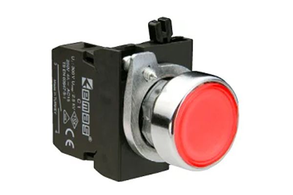 Кнопка CM200DK нажимная круглая (1НЗ) красная - металл IP65 EMAS(CM200DK)