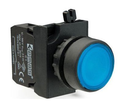 Кнопка CP100DM нажимна кругла (1НО) синяя - пластик IP65 EMAS(CP100DM)