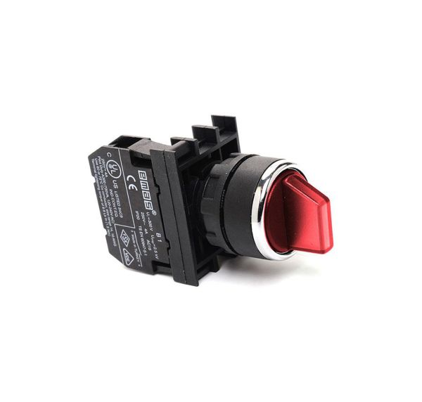 Переключатель B100SL20K 0-1 с фикс. красный с подсв.  (1НО) EMAS(B100SL20K)