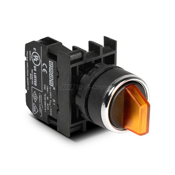 Переключатель B100SL20S 0-1 с фикс. желтый (1НО) EMAS(B100SL20S)