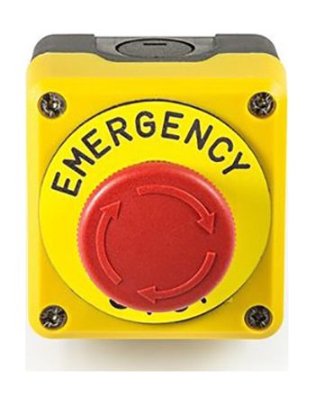 Пост 1 кноп. c аварийной кнопкой "Грибок" P1EC400E40K черно-желтый  с табличкой 1НЗ EMAS(P1EC400E40K)