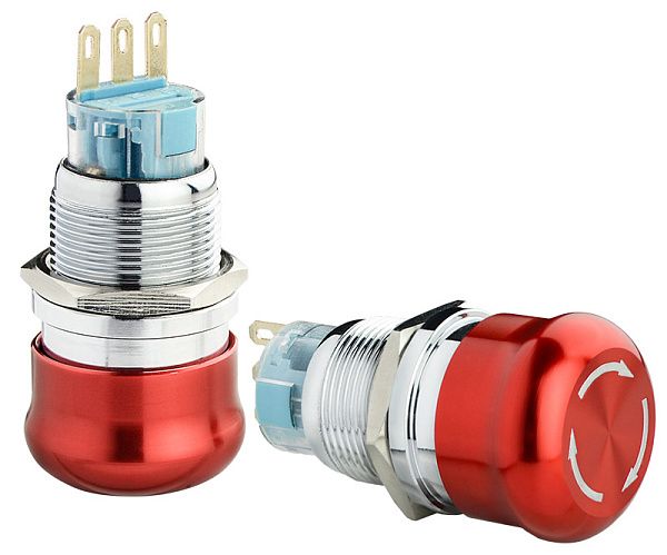 Кнопка металлическая TY 19C-S11/1 возврат поворотом 1NO+1NC АСКО(A0140010215)