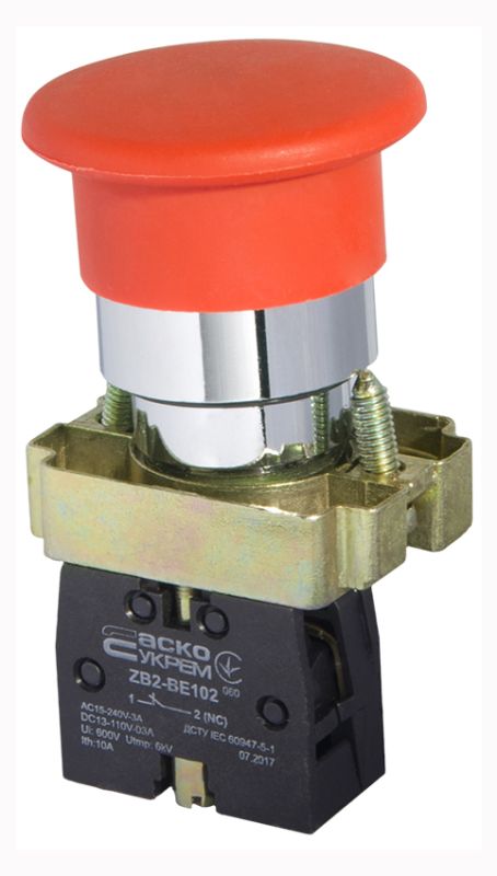Кнопка управления XB2-BC42 красный гриб (d 40мм) АСКО(A0140010031)