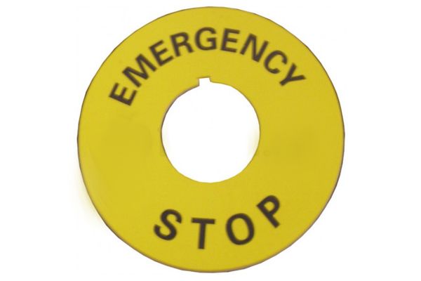 Табличка маркировочная EMERGENCY STOP желтая круглая АсКо(A0140010073)
