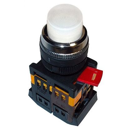 Кнопка управления ABLFP-22 белая d22 неон/240В 1з+1р ИЭК(BBT20-ABLFP-K01)