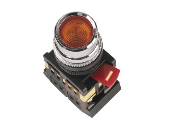 Кнопка управления ABLFS-22 желтая d22 неон/240В 1з+1р ИЭК(BBT30-ABLFS-K05)
