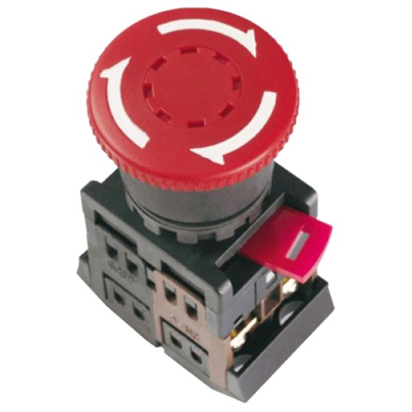 Кнопка управления AE-22 "Грибок" с фиксацией красный d22мм 240В 1з+1р ИЭК(BBG10-AE-K04)