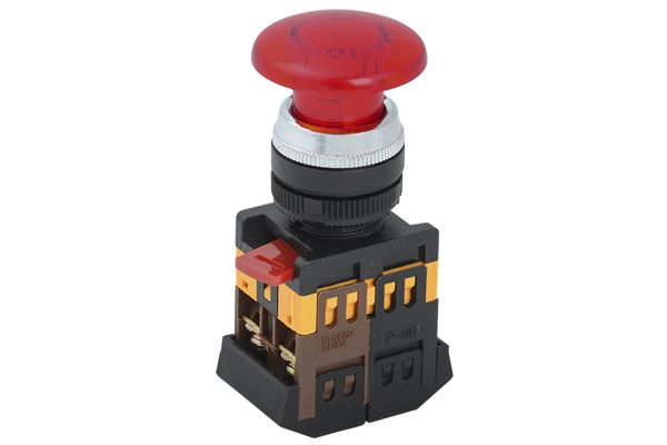 Кнопка управления AELA-22 "Грибок" без фиксации с подсветкой красный d22мм  240В 1з+1р ИЭК(BBG20-AELA-K04)