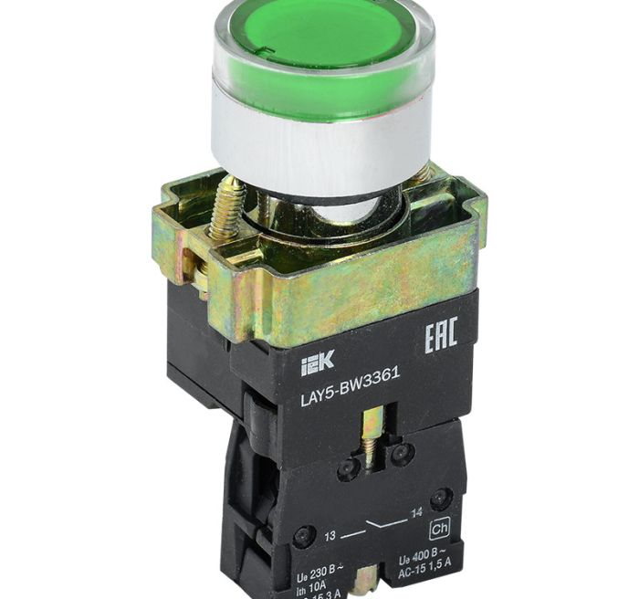 Кнопка управления LAY5-BW3361 с подсветкой зеленый 1з ИЭК(BBT50-BW-K06)