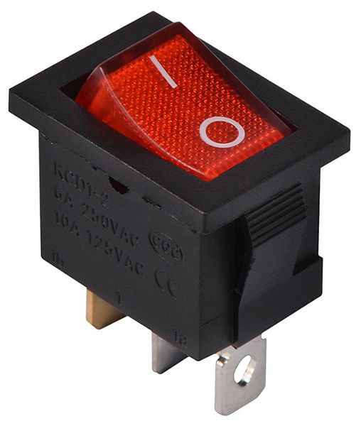 Переключатель 1 кл. KCD1-2-101N R/B 220V ВМЕСТО YL211-02 (красный с подсветкой) АСКО(A0140040053)