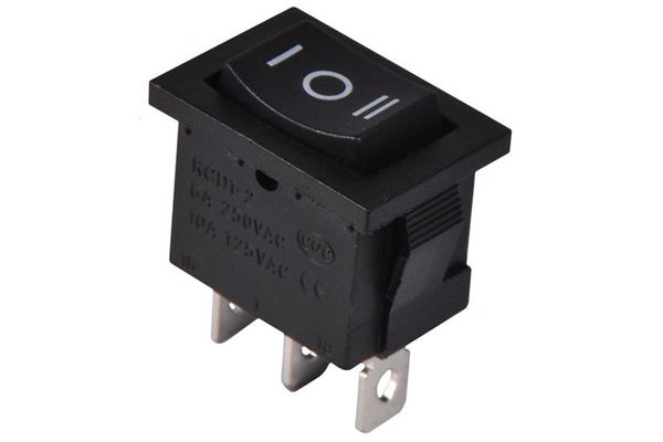 Переключатель 1 кл. KCD1-2-103 B/B 220V перекидной черный АСКО(A0140040056)