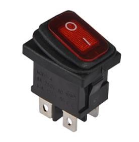 Перемикач 1 кл. KCD1-4-201NW R/B 220V (червоний із захистом та підсвічуванням) АСКО(A0140040064)