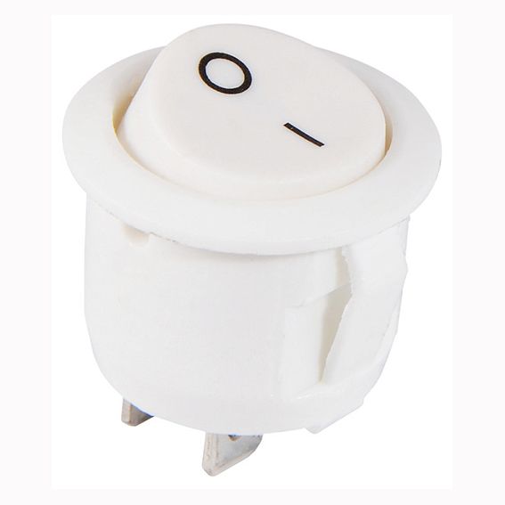 Переключатель 1 кл. KCD1-5-101 WH/WH (круглый белый) АСКО(A0140040068)