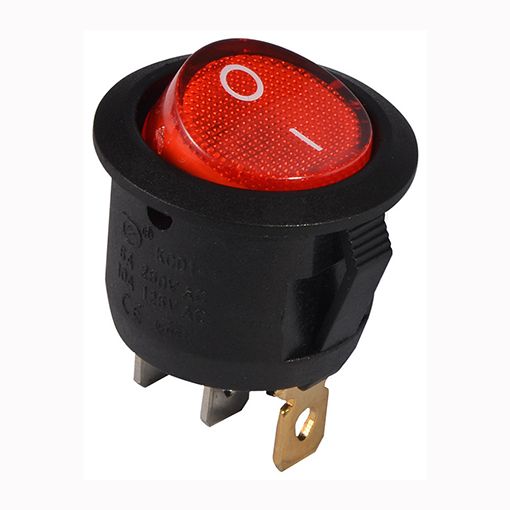 Переключатель 1 кл. KCD1-5-101N R/B 220V ВМЕСТО YL213-03 (круглый красный с подсветкой) АСКО(A0140040071)