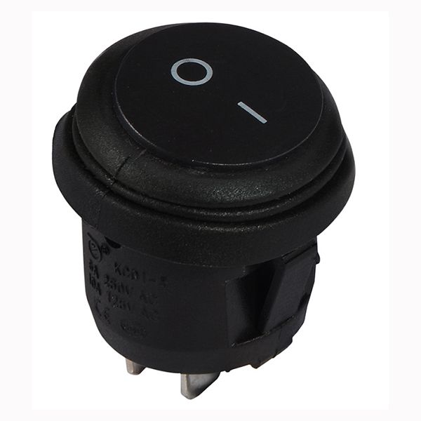 Перемикач 1 кл. KCD1-5-101W B/B (круглий чорний вологозахищений) АСКО(A0140040073)