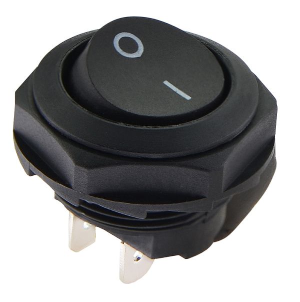 Переключатель 1 кл. KCD1-7-101Y B/B (круглый черный) АСКО(A0140040135)