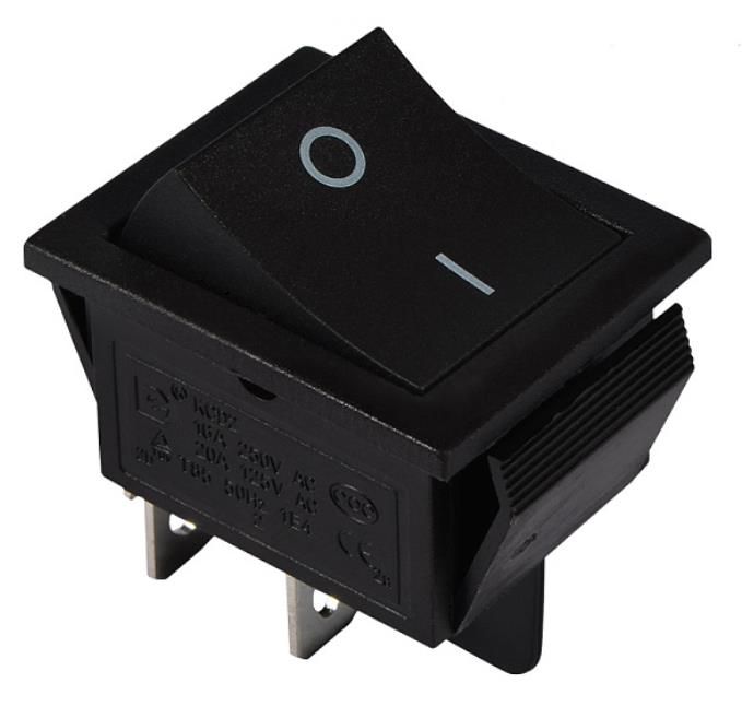 Перемикач 1 кл. KCD2-201 B/B (чорний без захисту) АСКО(A0140040100)