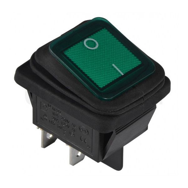 Переключатель 1 кл. KCD2-201NW GR/B (зеленый с подсветкой влагозащищенный) АСКО очікується 28.11.25(A0140040115)