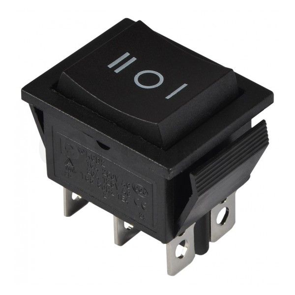 Переключатель 1 кл. KCD2-203 B/B широкий (черный перекидной) АСКО(A0140040106)