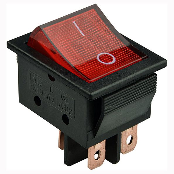 Переключатель 1 кл. KCD2-6-201N R/B 30A 220V с подсветкой АСКО(A0140040160)