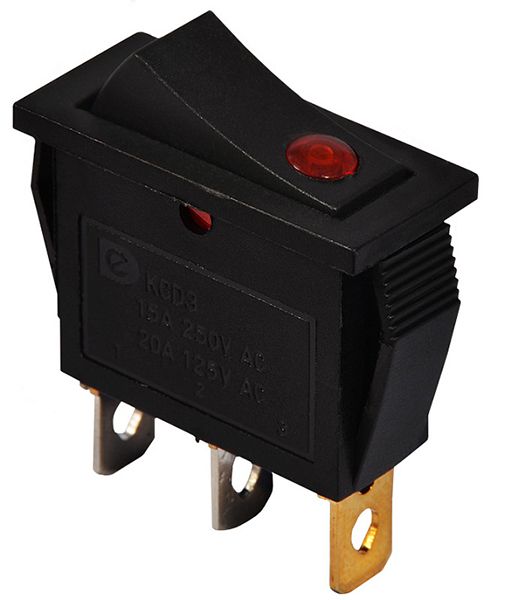 Переключатель 1 кл. KCD3-101EN R/B (красный с подсветкой) АСКО(A0140040044)