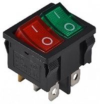 Переключатель 2 кл. (красн.+зелён.) KCD1-6-2101N GR+R/B, подсвет. АСКО(A0140040085)