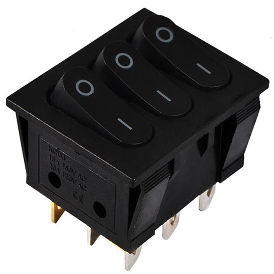 Перемикач 3 кл. KCD2-3101 B/B (чорний) АСКО(A0140040119)