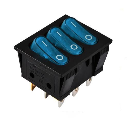 Перемикач 3 кл. KCD2-3101N C3-BL/B (синій з підсвічуванням) АСКО(A0140040122)