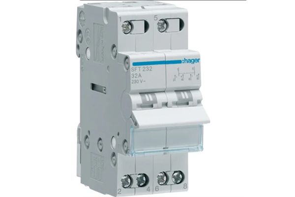 Переключатель SFT232 І-0-ІІ 2-пол., 32А/230В, 2м Hager(SFT232)