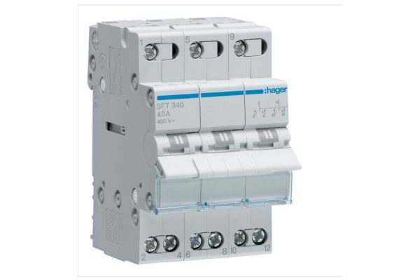 Переключатель SFT340 І-0-ІІ 3-пол., 40А/400В, 3м Hager(SFT340)