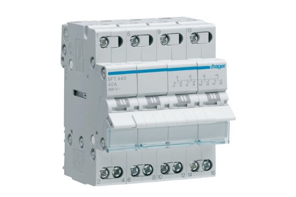 Переключатель SFT440 І-0-ІІ 4-пол., 40А/400В, 4м Hager(SFT440)