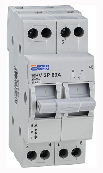 Переключатель ввода ручной RPV 2P 63A (1-0-2) Аско(A0010220006)