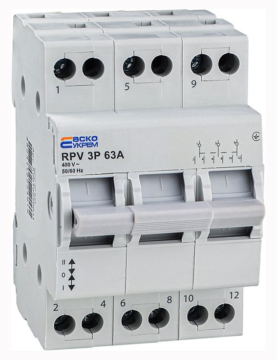 Перемикач вводу ручний RPV 3P 63A (1-0-2) Аско(A0010220011)