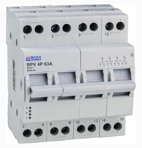 Переключатель ввода ручной RPV 4P 63A (1-0-2) Аско(A0010220013)
