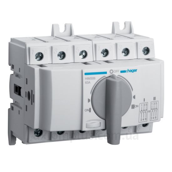Переключатель модульный трехпозиц. HIM306 I-0-II до 35мм2, 3п 63А(HIM306)
