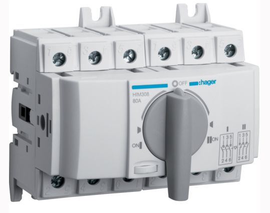 Переключатель модульный трехпозиц. HIM308 I-0-II до 35мм2, 3п 80А(HIM308)