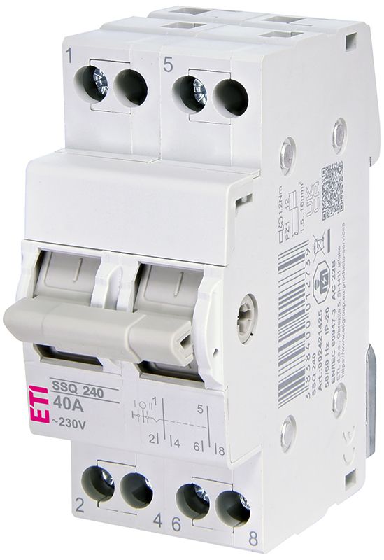 Переключатель трехпозиционный SSQ 240 2х40А DIN ETI (1-0-2)(2421425)