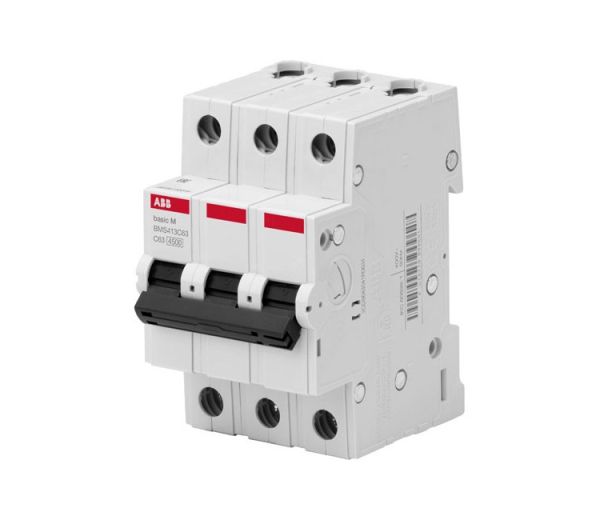 Вимикач автоматичний BASIC M BMS413C63, 3р/С63А, 4,5кА ABB(2CDS643041R0634)