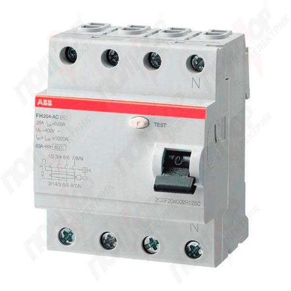Диференційне реле FH 204 AC-25/0.03(2CSF204002R1250)