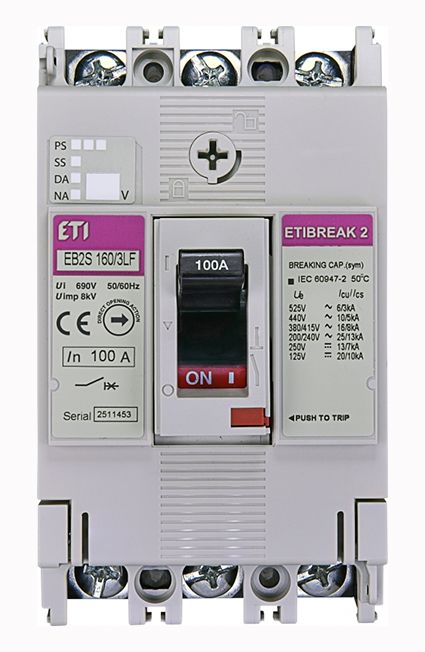 Вимикач автоматичний EB2S 160/3LF 100А 3P 16kA ETI(4671809)