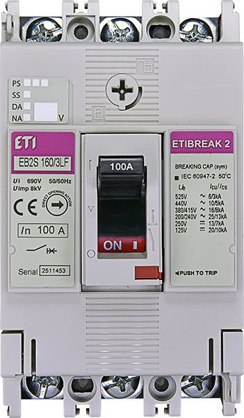 Вимикач автоматичний EB2S 160/3LF 100А 3P 16kA ETI(4671809)