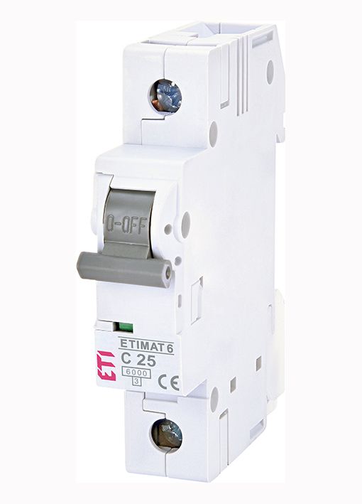Вимикач автоматичний ETIMAT 6 1p/C25A 6 kA  ETI(2141518)
