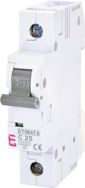 Вимикач автоматичний ETIMAT 6 1p/C25A 6 kA  ETI(2141518)